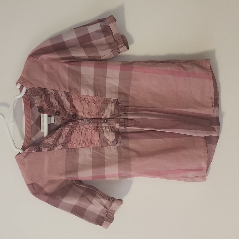 Burberry pink plaid shirt for girl